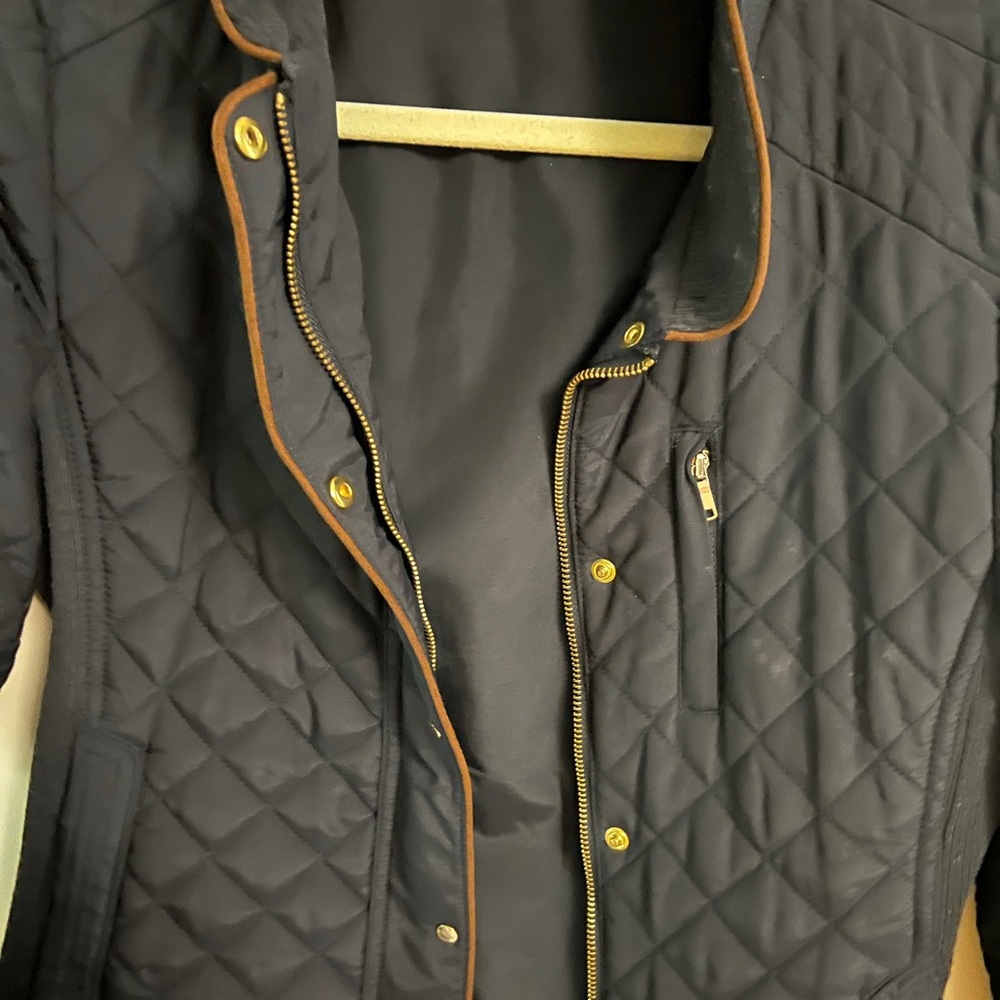 Chic Black Quilted Jacket with Gold Details